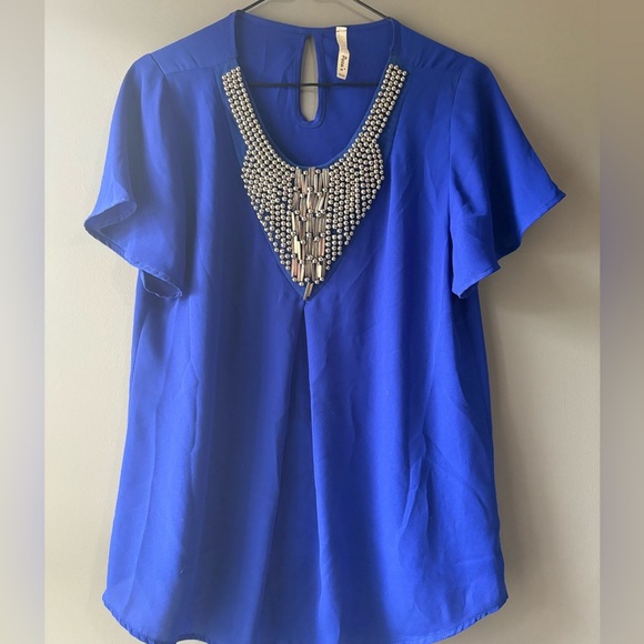 Pecas, size M Elegant Royal Blue Metalic hardware  Women's Blouse - Picture 1 of 5